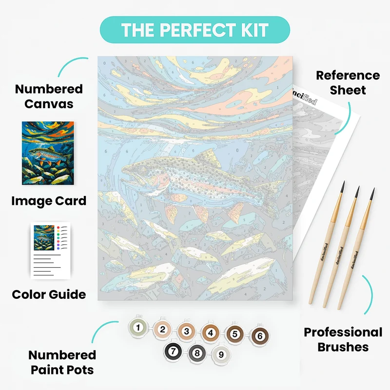 Vibrant Trout Underwater Scene - Paint by Numbers Kit