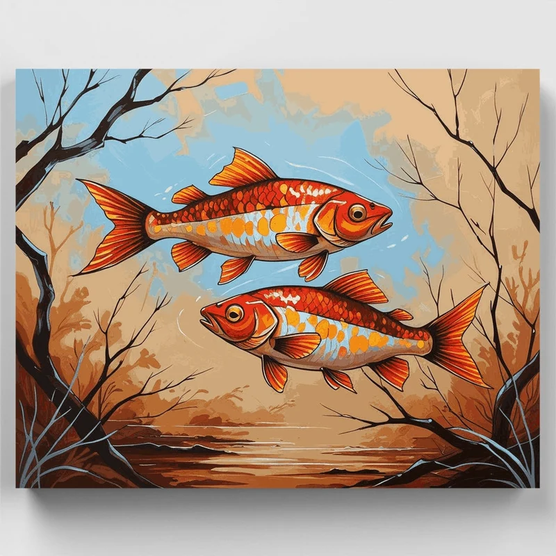 Vibrant Koi Fish in Autumn Waters - Paint by Numbers Kit