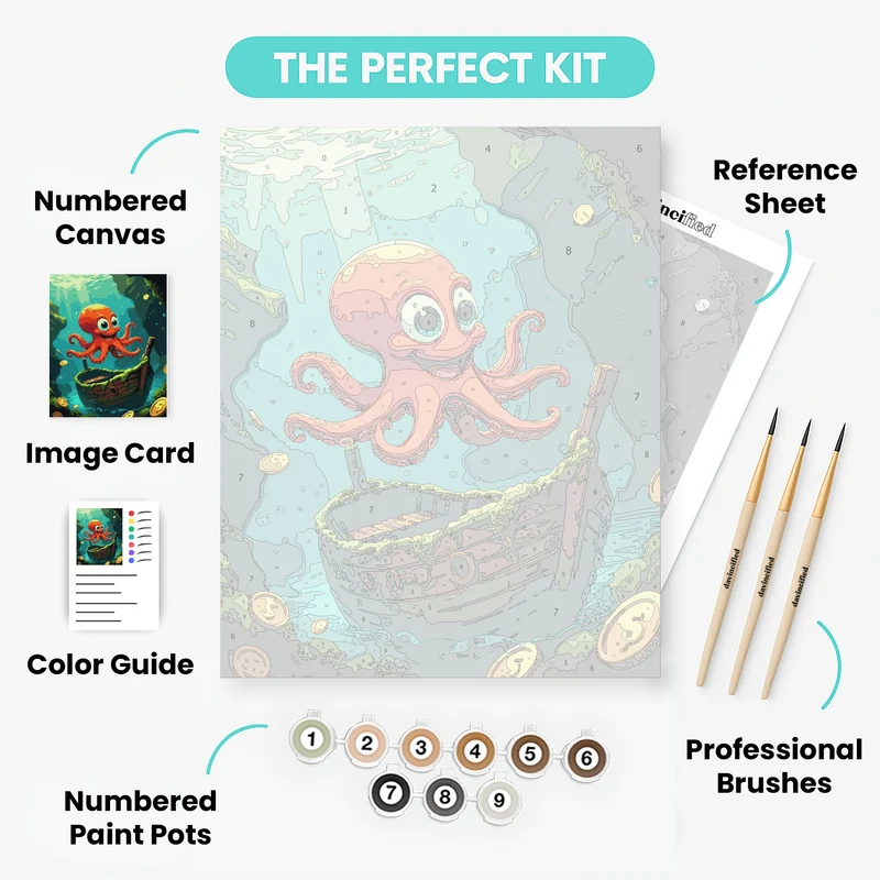 Underwater Octopus Treasure Hunter - Paint by Numbers Kit