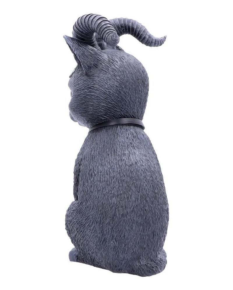 Mystische Katzenfigur mit Ziegenhörner 26,5cm
