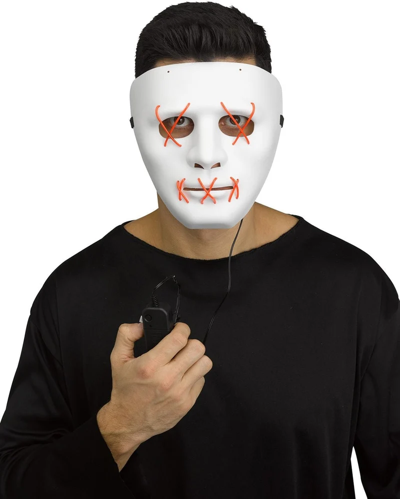 Leuchtende LED Maske Rot - Weiß