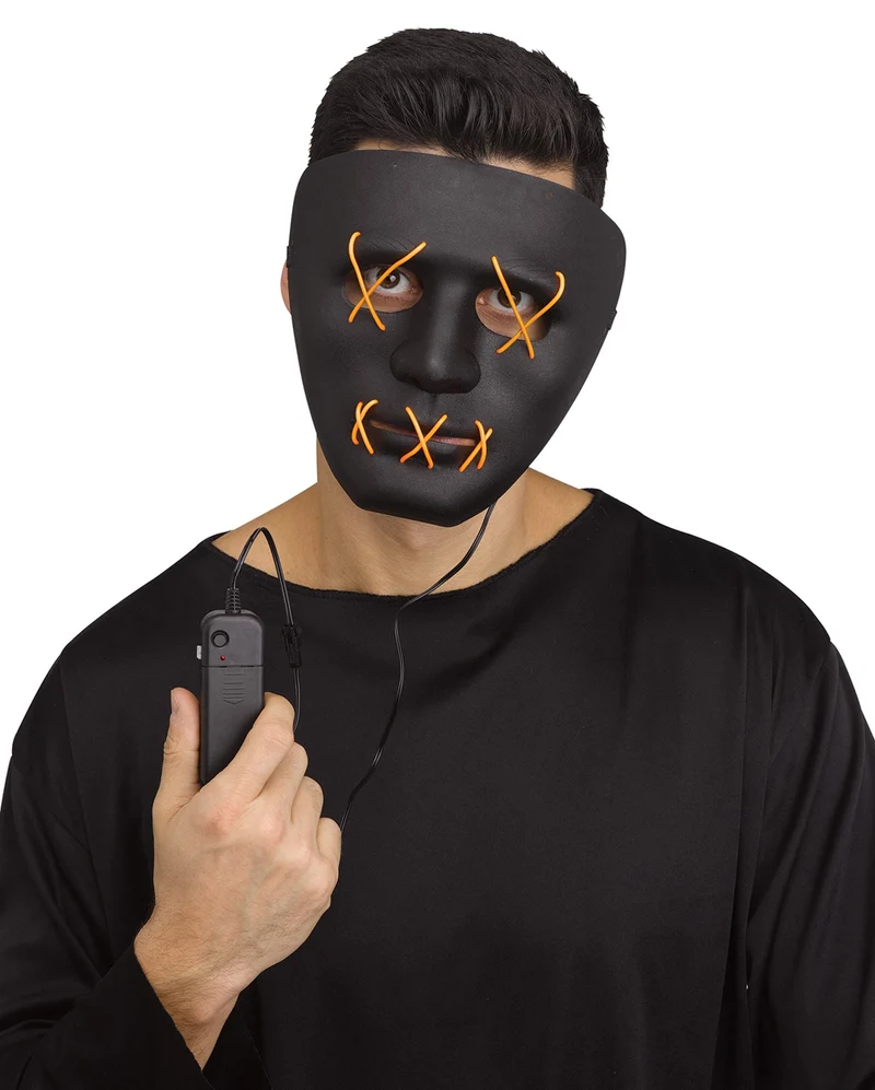 Leuchtende LED Maske Gelb - Schwarz