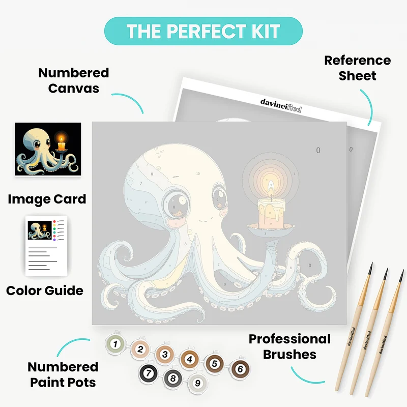 Cute Octopus with Candle - Paint by Numbers Kit