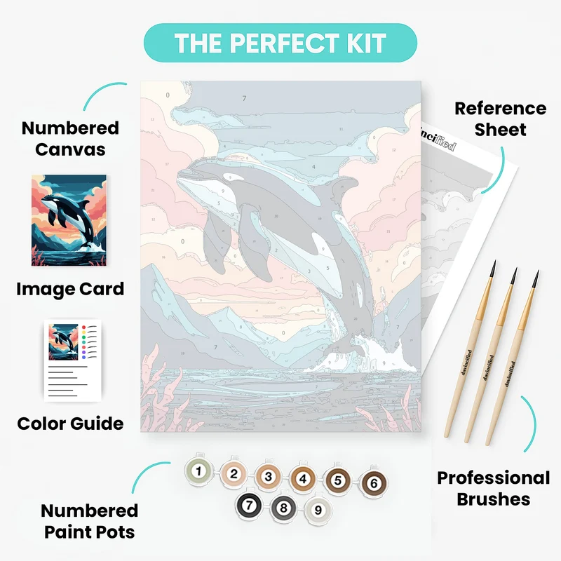 Majestic Orca Whale Breaching at Sunset - Paint by Numbers Kit