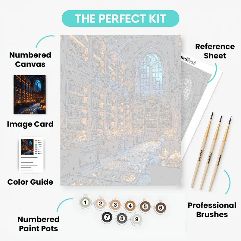Mystical Wizard Library - Paint by Numbers Kit