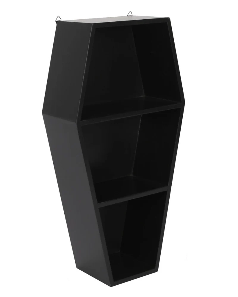 Schwarzes Sarg Regal mit 2 Böden 50cm