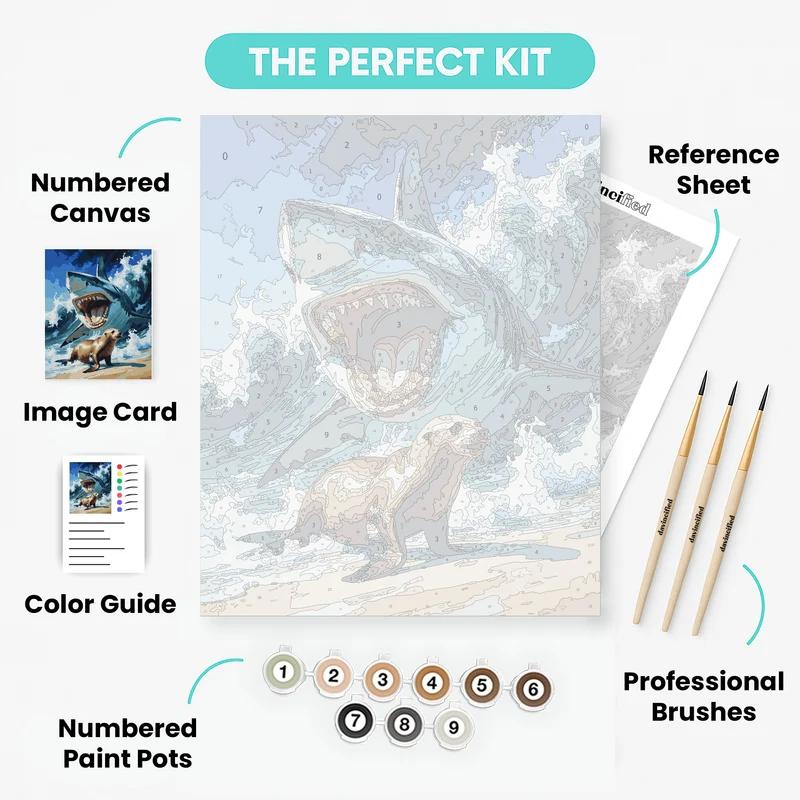 Shark Attack Sea Lion Encounter - Paint by Numbers Kit
