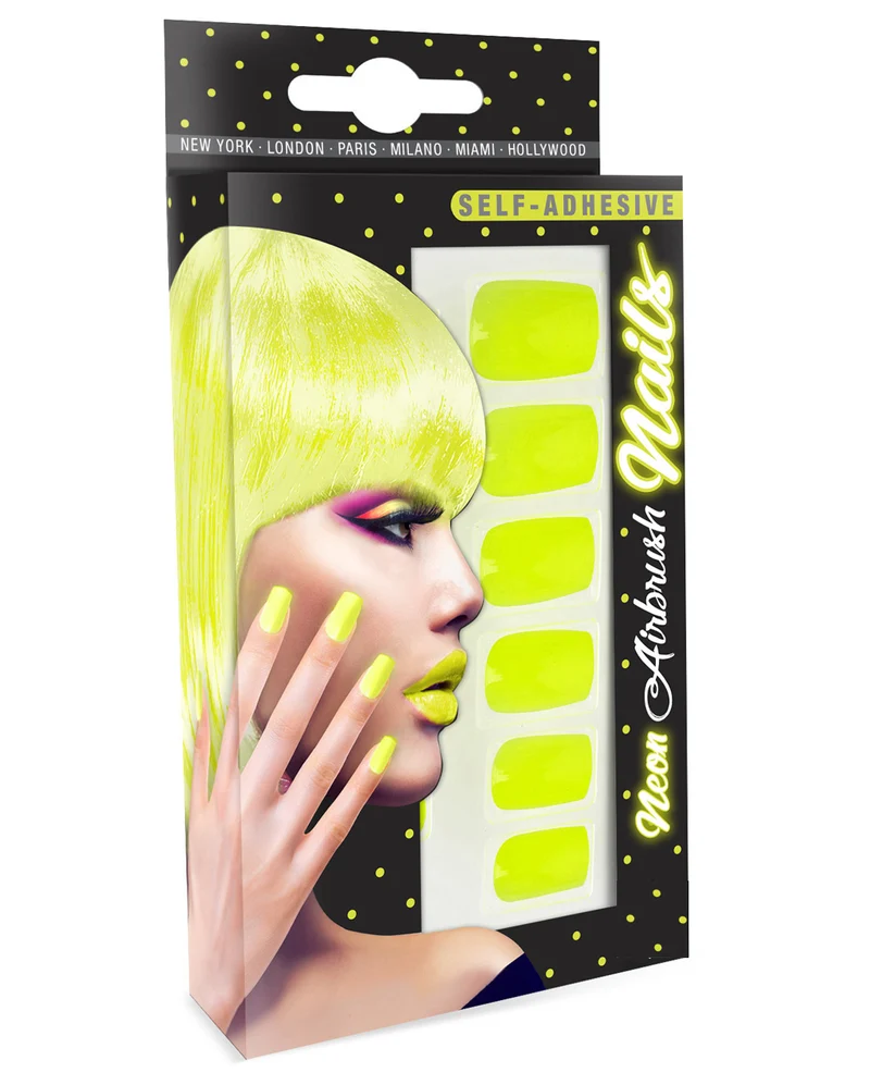 Neon Airbrush Fingernägel Neon Gelb