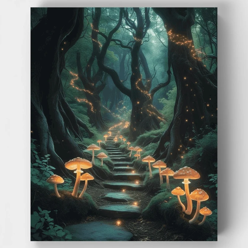 Enchanted Mushroom Forest Pathway - Paint by Numbers Kit
