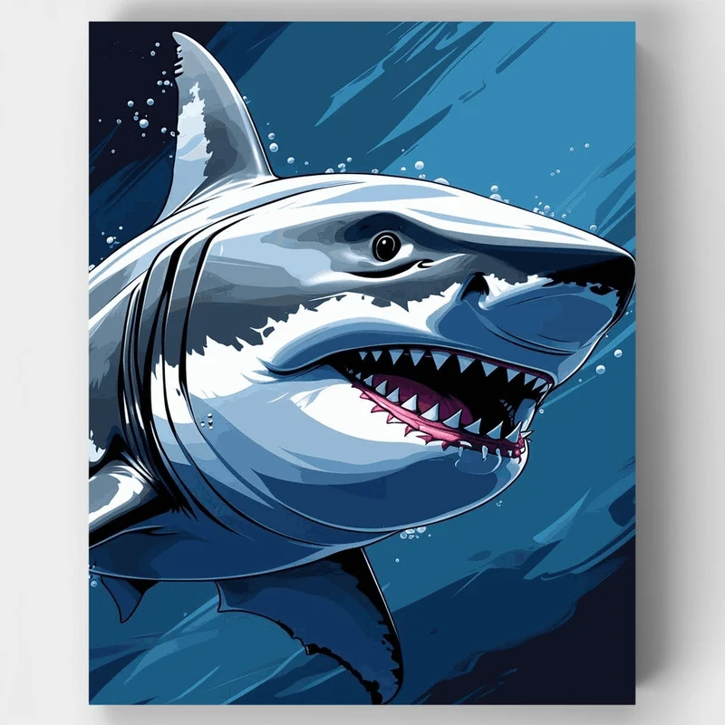 Great White Shark Attack - Paint by Numbers Kit
