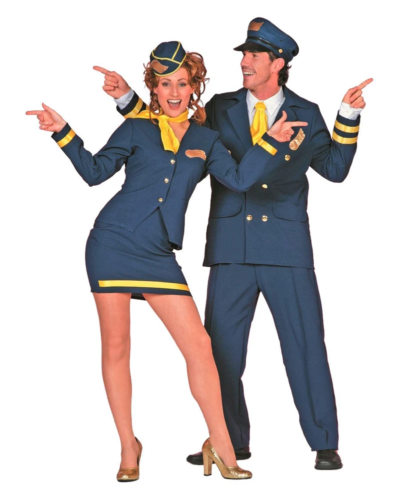 4-tlg. Stewardess Kostüm