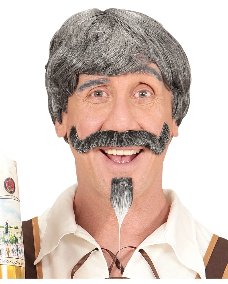 Bayer Männerperücke mit Schnäuzer & Kinnbart