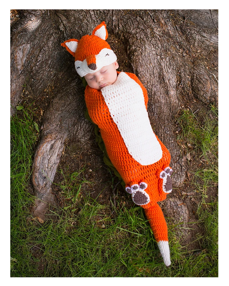 Gehäkelter Fuchs Baby Kostümsack