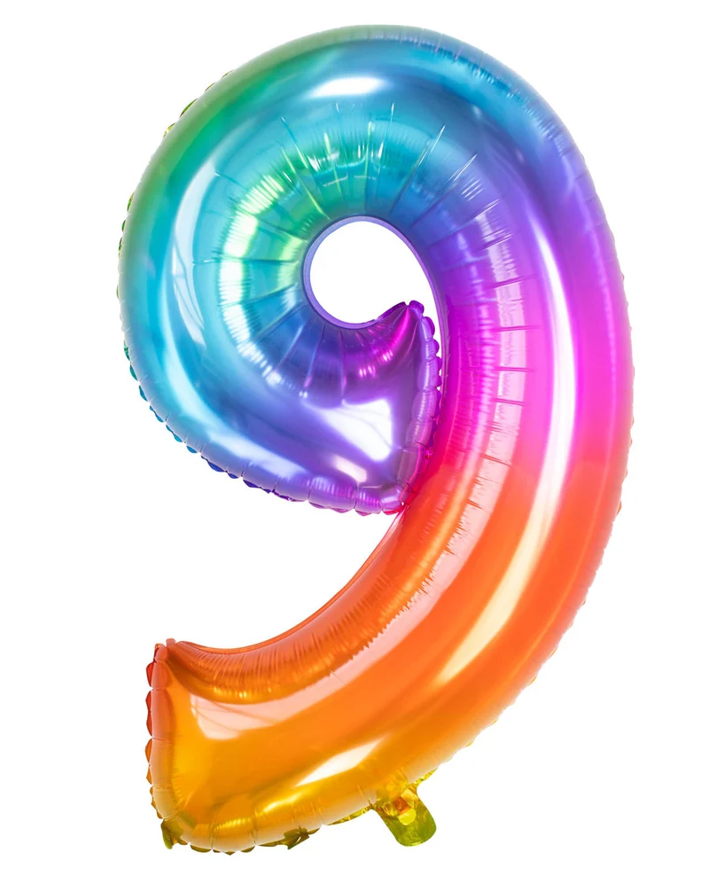 Regenbogen Folienballon Zahl 9