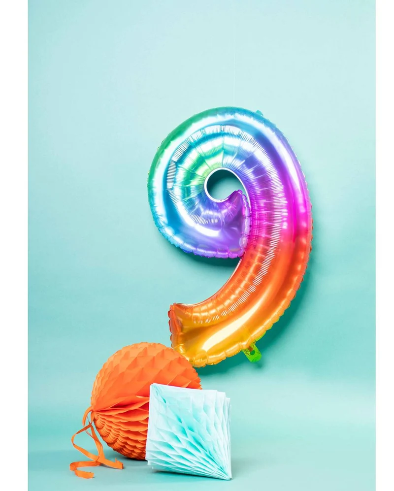Regenbogen Folienballon Zahl 9