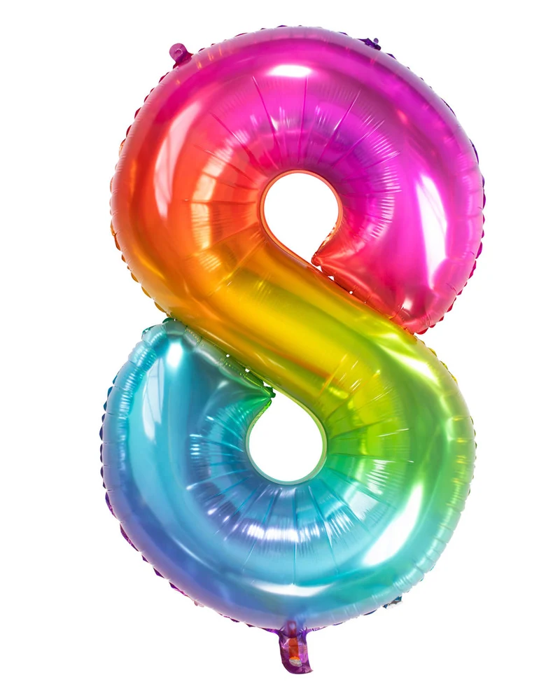 Regenbogen Folienballon Zahl 8