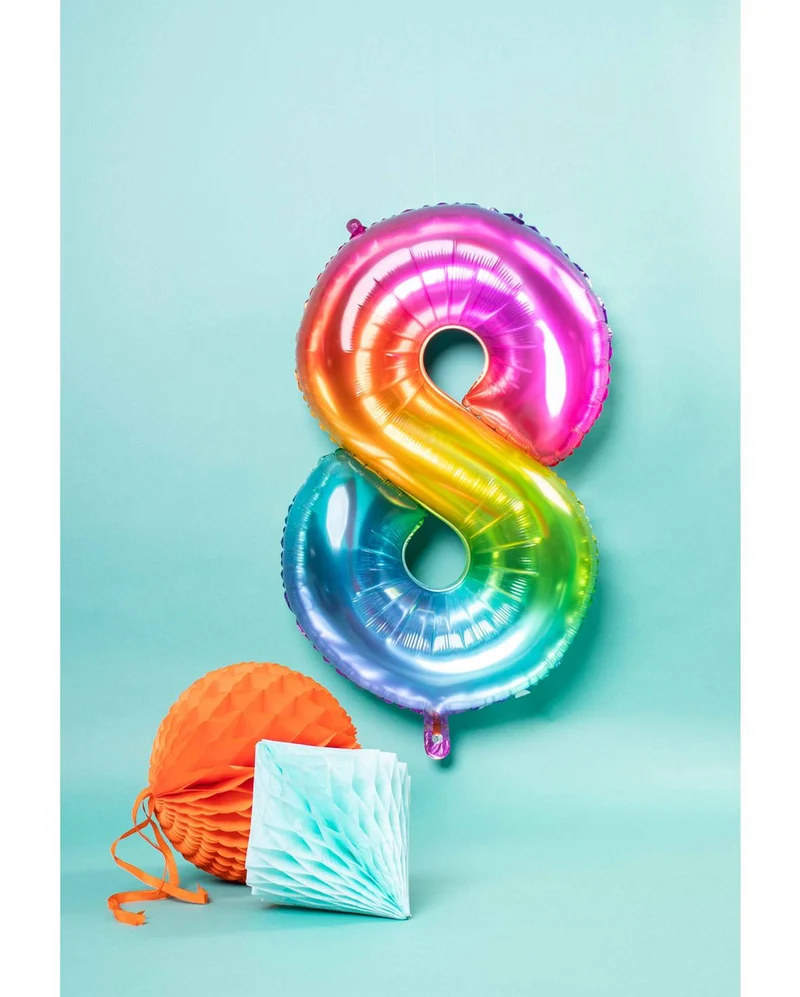 Regenbogen Folienballon Zahl 8