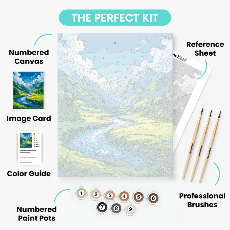 Alpine Valley River Vista - Paint by Numbers Kit