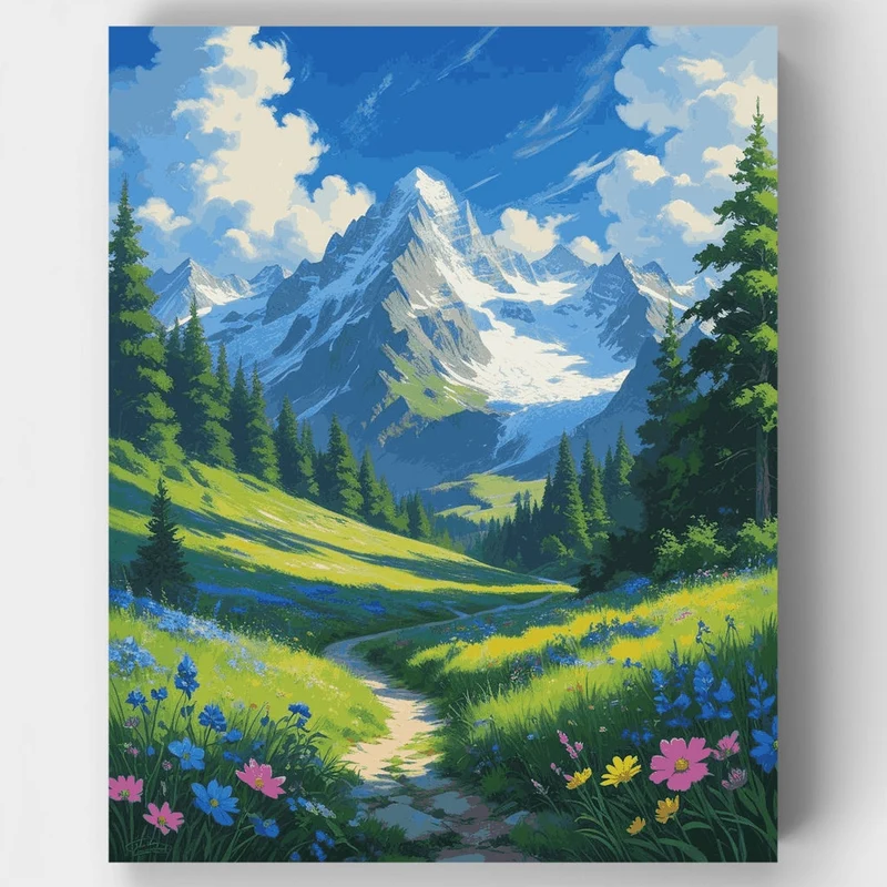 Alpine Meadow Mountain Trail - Paint by Numbers Kit
