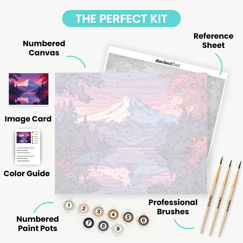 Purple Mountain Lake Twilight - Paint by Numbers Kit