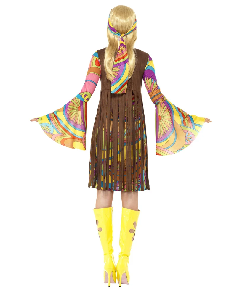 60er Jahre Hippie Kostüm mit Fransenkleid