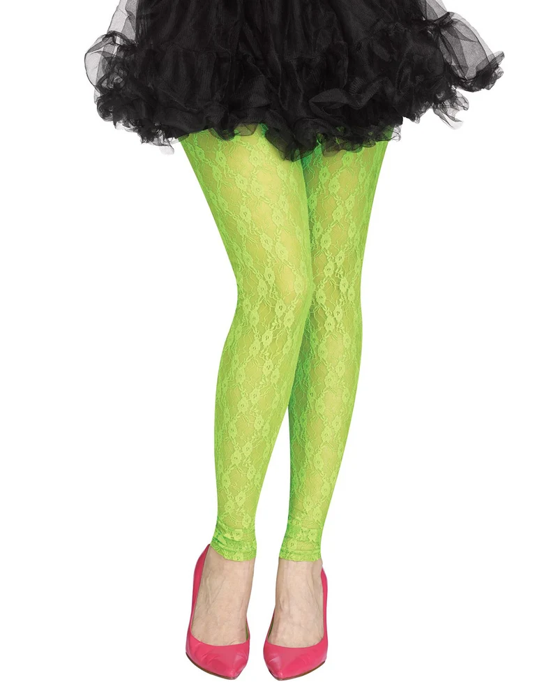 80er Jahre Spitzen Leggings Neon Grün