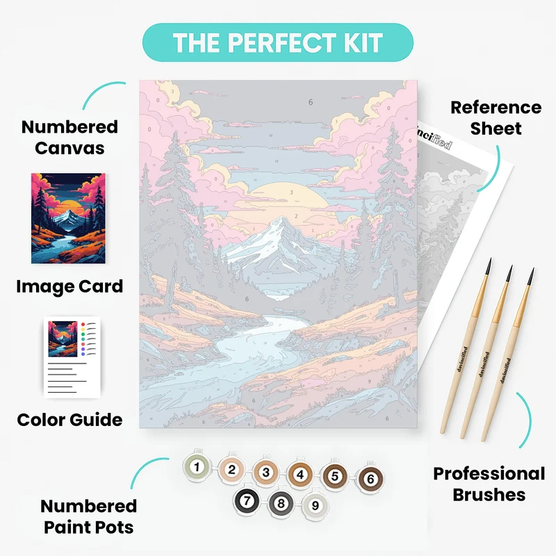 Mountain Wilderness Sunset River - Paint by Numbers Kit
