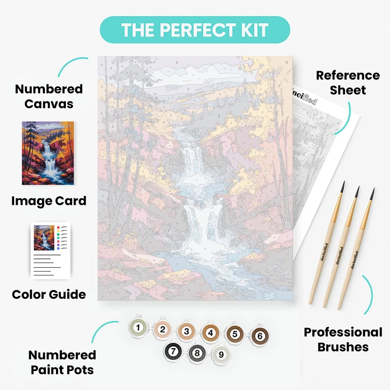 Vibrant Autumn Waterfall - Paint by Numbers Kit