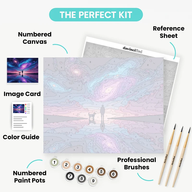 Cosmic Reflection with Silhouettes - Paint by Numbers Kit