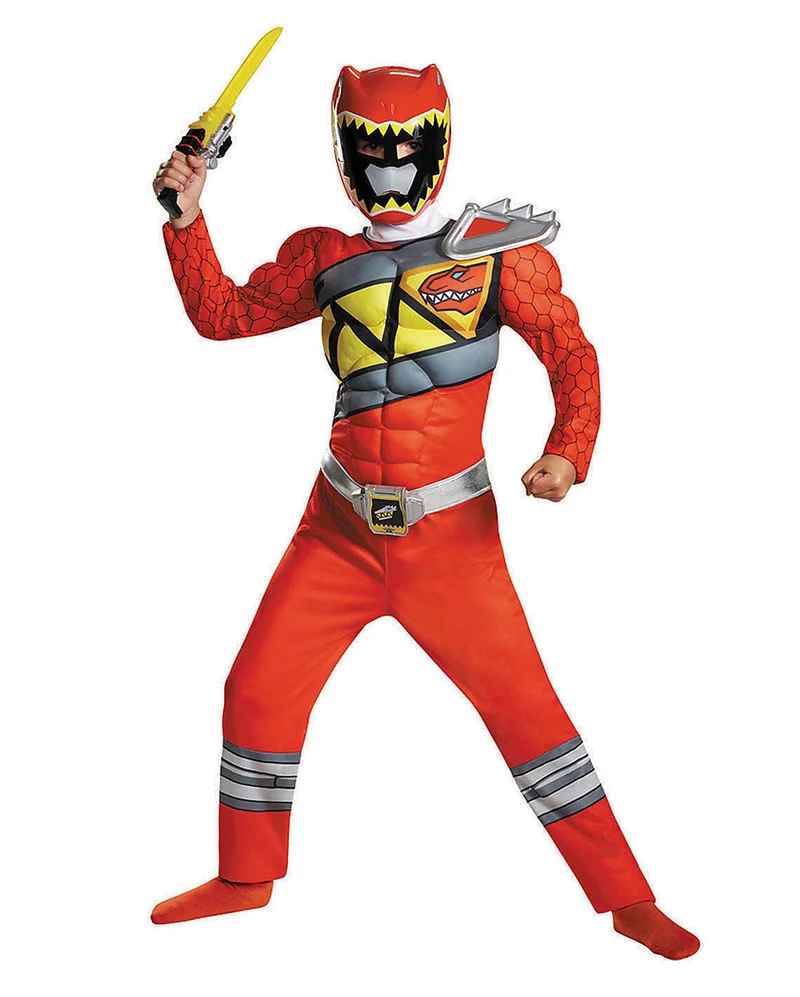 Roter Power Ranger Dino Charge Muskel Kostüm