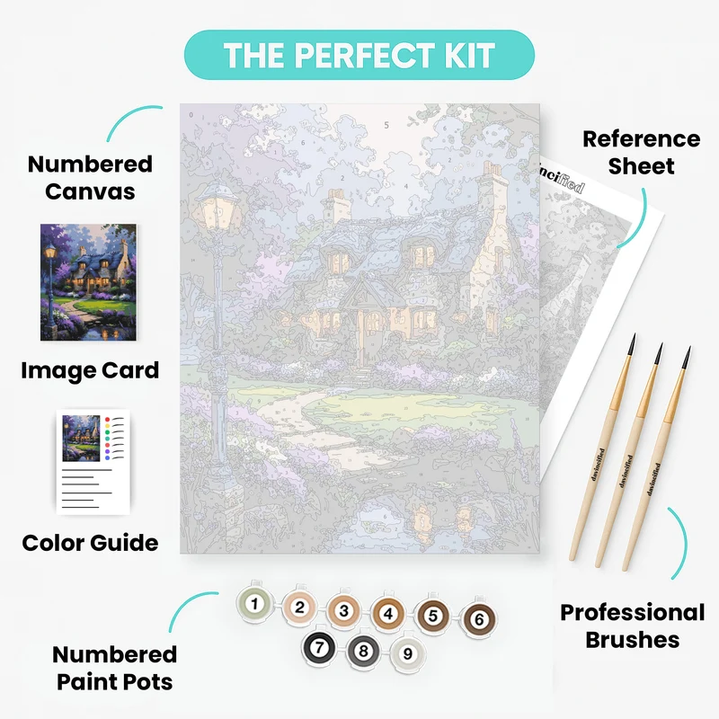 Enchanted Cottage Evening - Paint by Numbers Kit