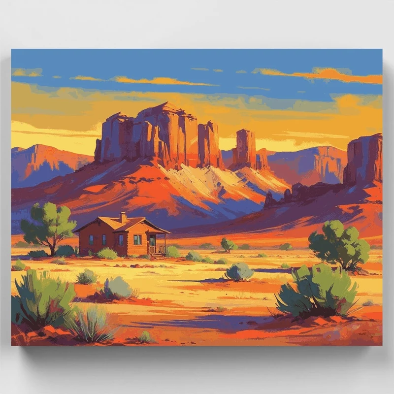 Desert Cottage Sunset - Paint by Numbers Kit