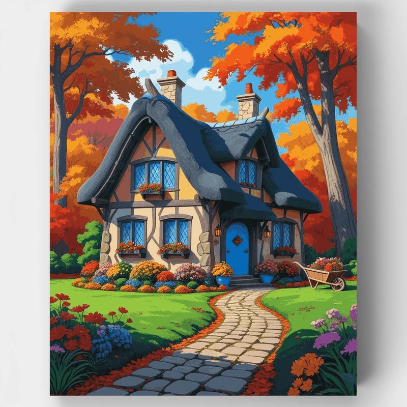 Autumn Cottage Garden - Paint by Numbers Kit