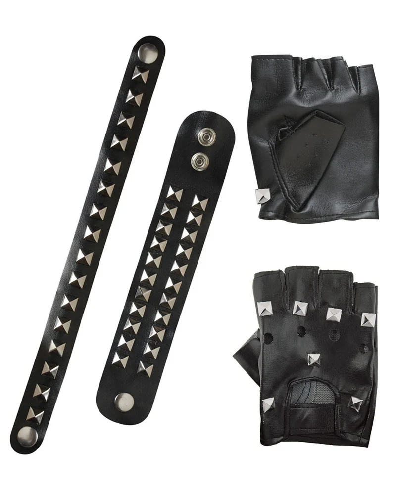 Biker & Rocker Nieten Set in Lederoptik