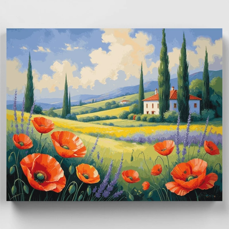 Tuscan Poppy Fields - Paint by Numbers Kit