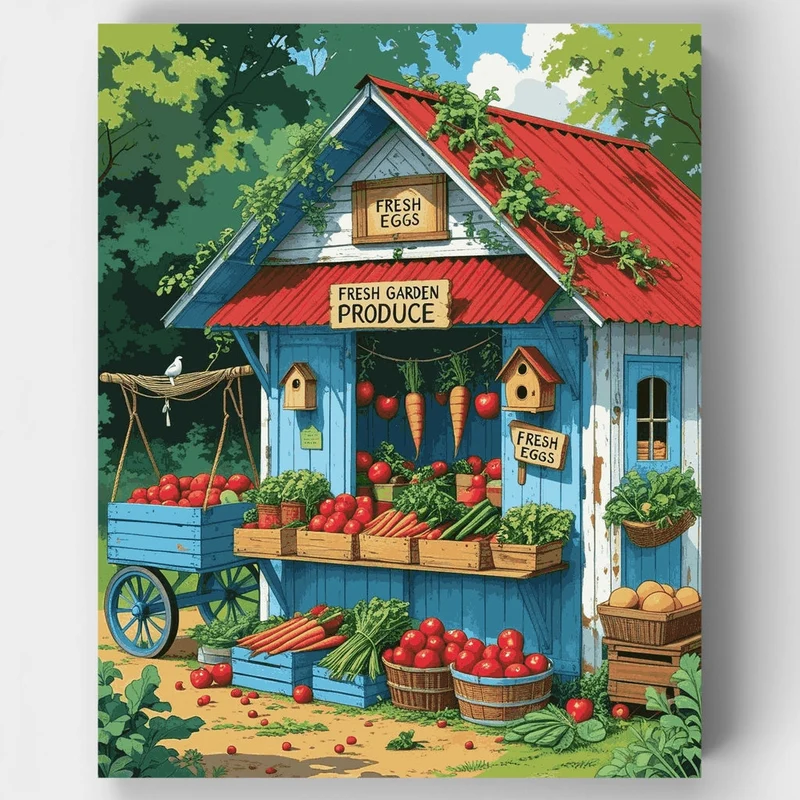 Farm Stand Fresh Produce - Paint by Numbers Kit