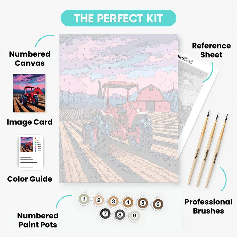 Farm Tractor at Sunset - Paint by Numbers Kit
