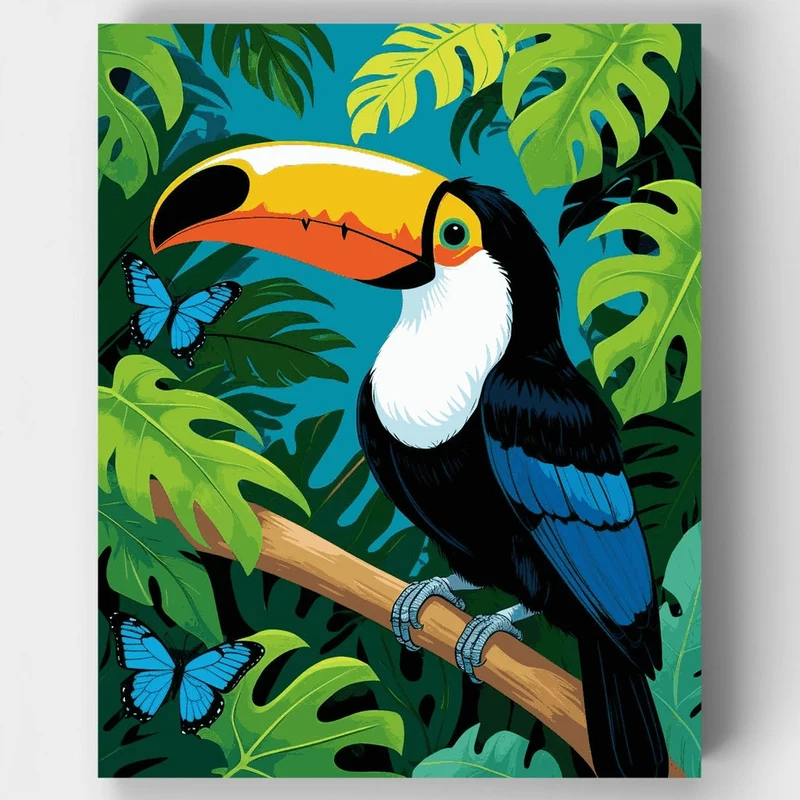 Tropical Toucan in Jungle Paradise - Paint by Numbers Kit
