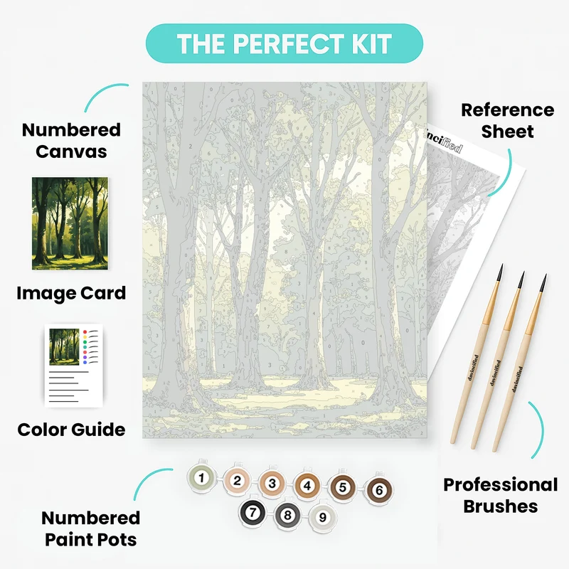 Sunlit Forest Grove - Paint by Numbers Kit