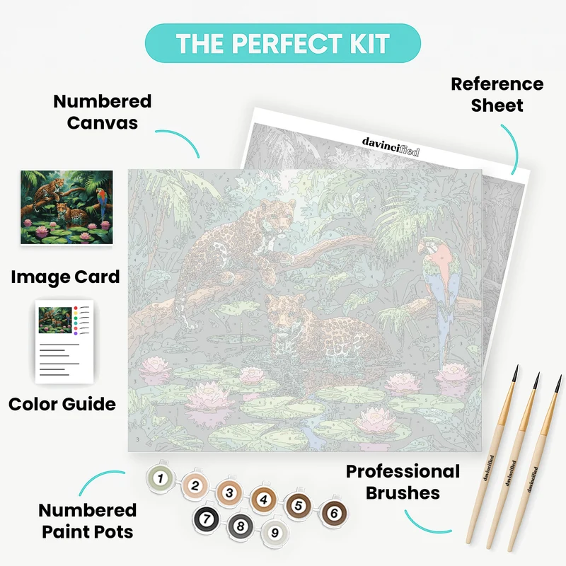 Jungle Jaguars by the Water - Paint by Numbers Kit