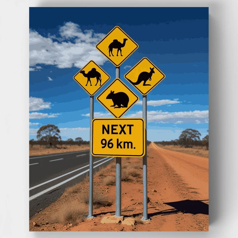 Australian Road Signs with Wildlife Warnings - Paint by Numbers Kit