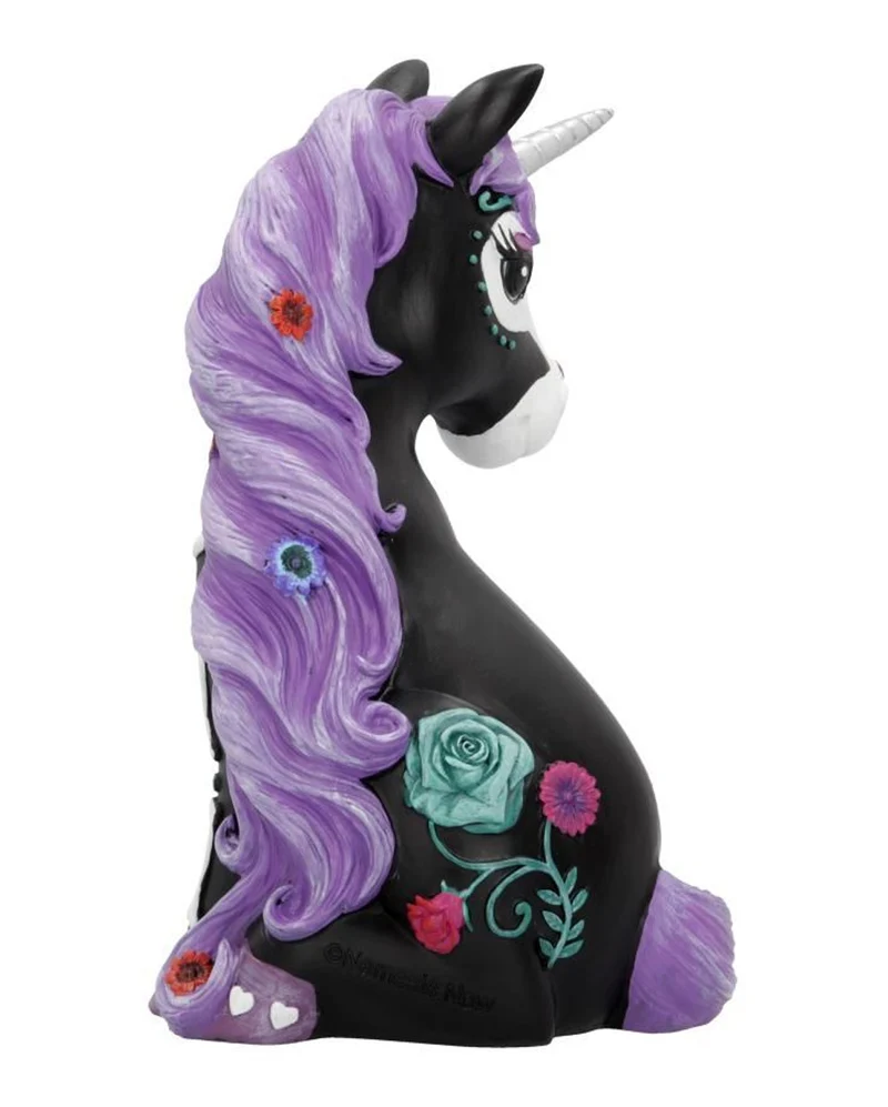 Schwarzes Skelett Einhorn 22cm