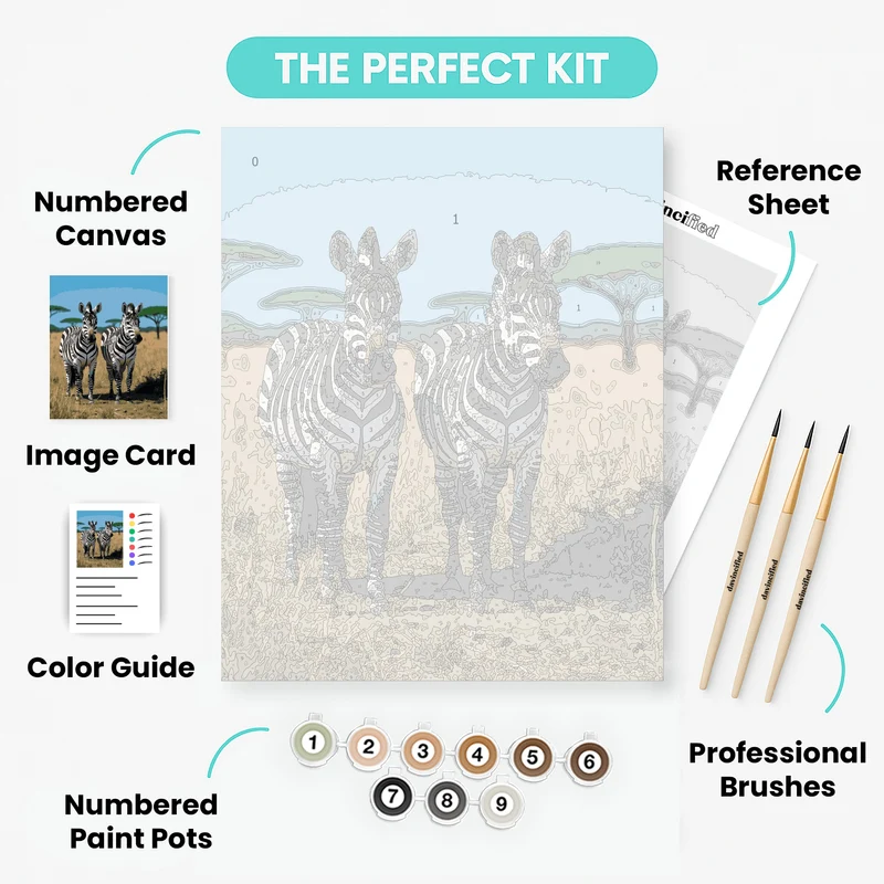 Two Zebras in African Savanna - Paint by Numbers Kit