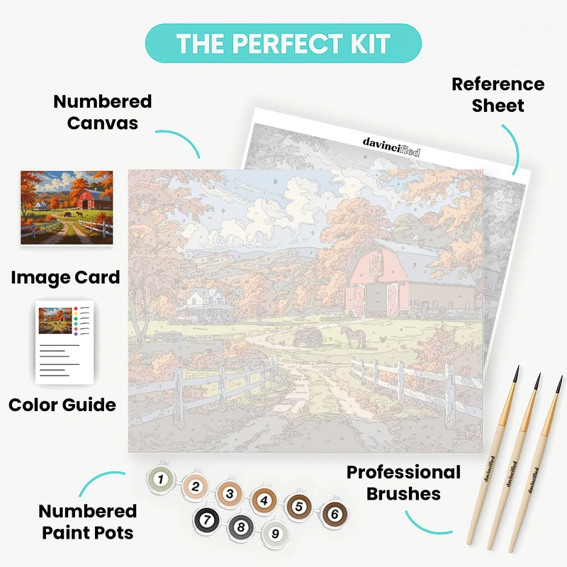Autumn Farm Scene - Paint by Numbers Kit