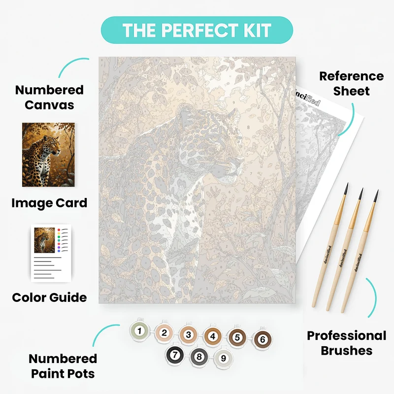 Leopard in Autumn Forest - Paint by Numbers Kit