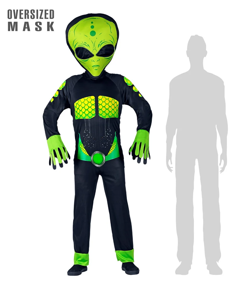 SciFi Alien Overall mit Riesenmaske