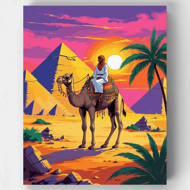 Desert Camel Rider at Sunset - Paint by Numbers Kit
