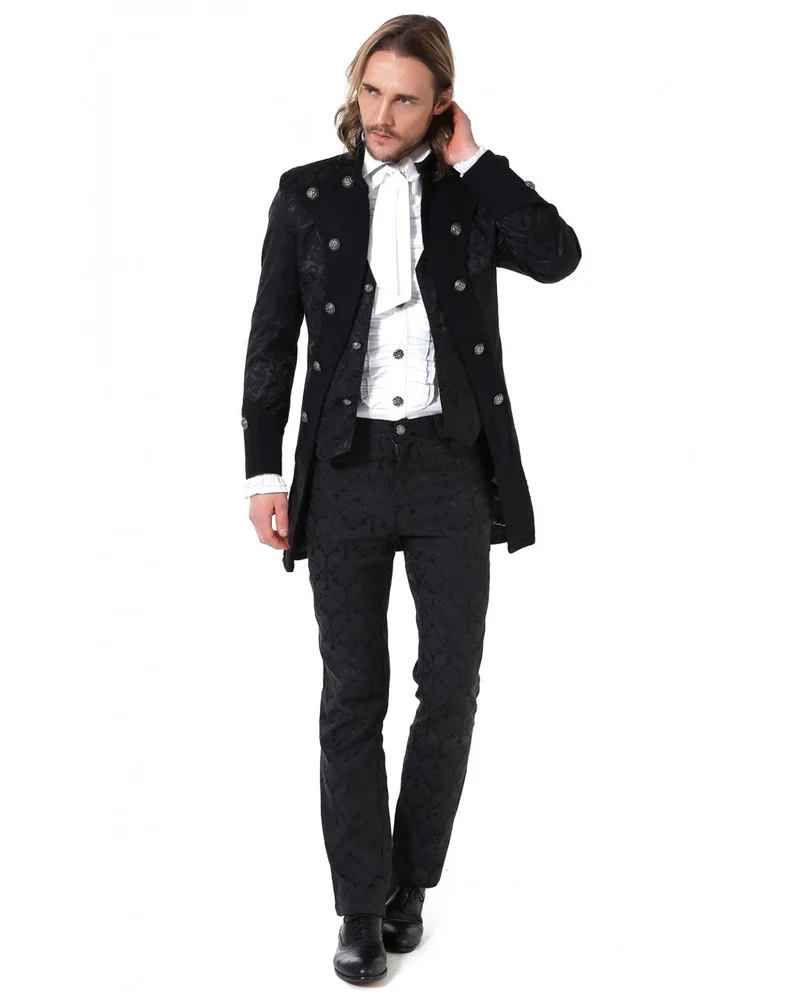 Steampunk Aristokrat Herren Mantel Schwarz