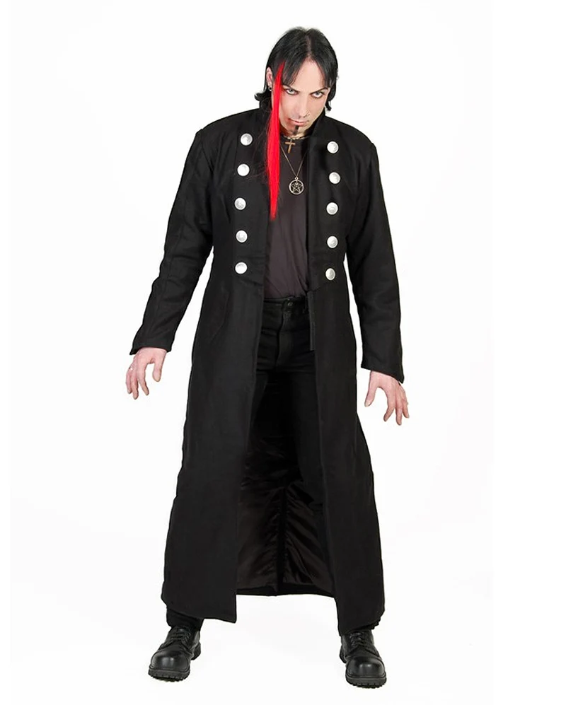 Gothic Piraten Wollmantel Schwarz
