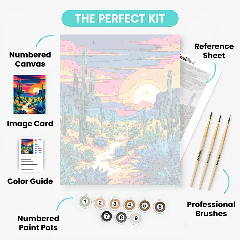 Desert Sunset Cactus Landscape - Paint by Numbers Kit